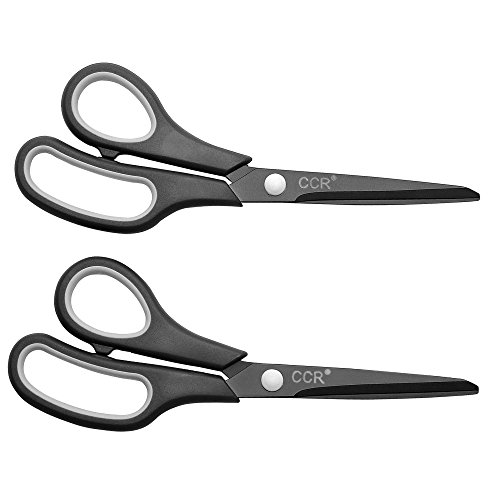 CCR Scissors 8 Inch Soft Comfort-Grip Handles Sharp Titanium Blades, 2-Pack