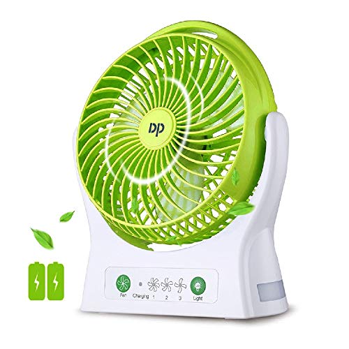 Battery Operated Fan Rechargeable Fan Portable USB Powered and Rechargeable Battery Operated Personal Desk fan Strong Airflow Cooling fan 3 Speeds for Travel Home Kitchen Office and Outdoor (Green)