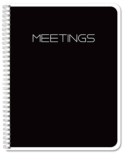 BookFactory Meeting Notebook/Meeting Book for Work- Black 120 Pages (Ruled Format), 8.5in x 11in, Wire-O Bound (MTG-120-7CW-A-(Meetings-K)-MX)