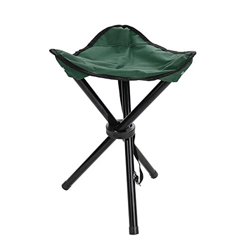 Tripod Camping Chair Portable Folding Lightweight Stool for Outdoor Camping Fishing Picnic BBQ Foldable Chair(S-Green)