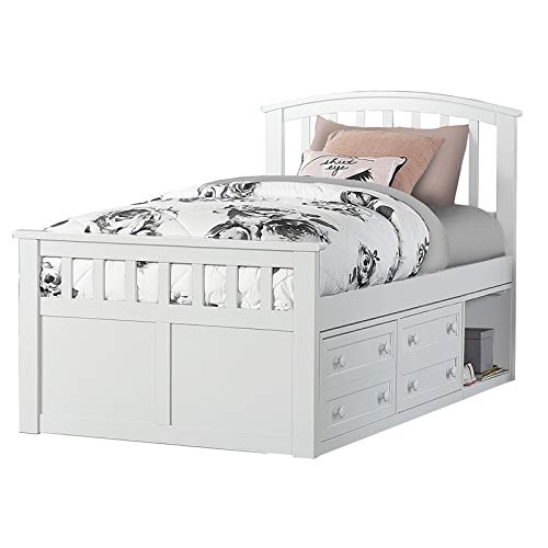Hillsdale Furniture Hillsdale Charlie Captains Bed With One Storage Unit, Twin, White
