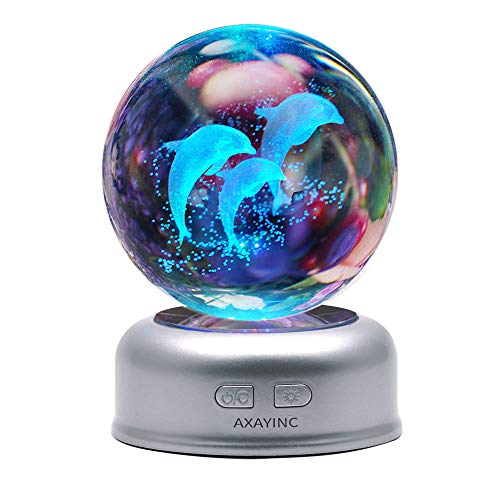 AXAYINC 3D Crystal Ball Night Light with Stand 7 Colors Change for Kids Baby Bedroom Decor Birthday Gift