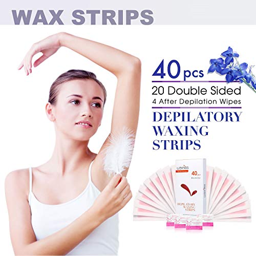 Wax Strips Hair Removal for Women Men Waxing Strips – Armpit Hair Removal for Women – Facial Wax Strips 40 Wax Strips with 4 Care Wipes | The Storepaperoomates Retail Market - Fast Affordable Shopping