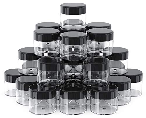MABUA ZaVBe 50 pieces 1 oz containers with lids Plastic Container Jar, Refillable Cosmetic Sample Empty 1oz clear containers with lids, Small 30G/30ml Ounce Slime, Acrylic, Body Butter, Cream, Lotion