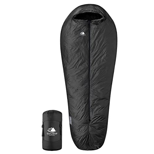 Hyke & Byke Crestone 15 F Hiking & Camping Hammock Sleeping Bag – 3 Season, 650FP Duck Down Sleeping Bag – Ultralight – Black – 78 in – Regular