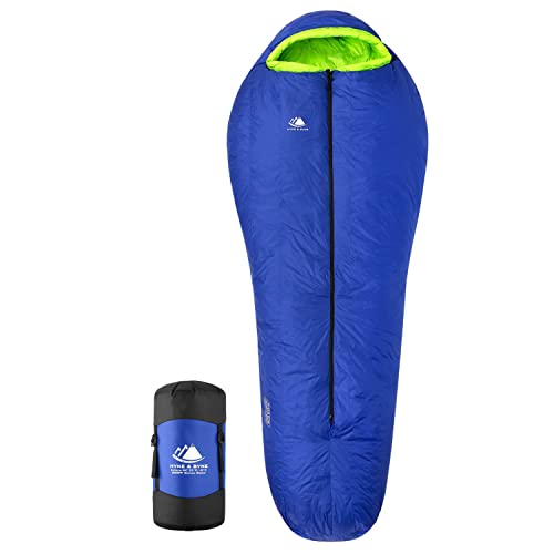 Hyke & Byke Antero 15 F Hiking & Camping Hammock Sleeping Bag – 3 Season, 800FP Goose Down Sleeping Bag – Ultralight – Blue/Lime Green – 87 in – Long