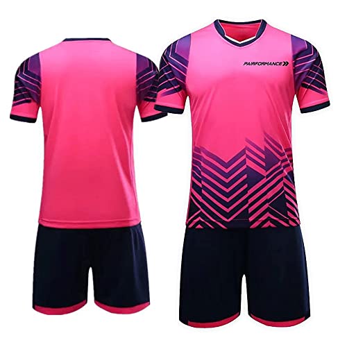 PAIRFORMANCE Soccer Jerseys for Kids, Soccer Shorts Boys Girls, Soccer Uniforms for Kids Sizes 7-13(sopink-m)