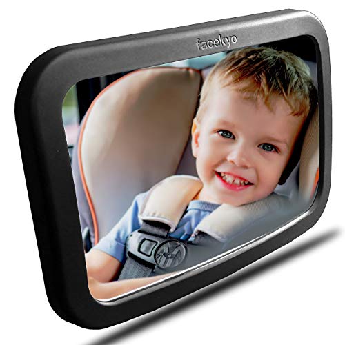 Facekyo Baby Mirror for Car, Wider Crystal Clear View Mirror for Safety Seat Rear Facing Infant, Stabilization, Shatterproof & Easy Installed