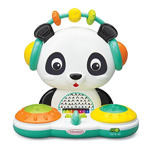 Infantino Spin & Slide DJ Panda – Musical Toy with Busy Beads, Light-up Turntable Drums, Funky Beats, switches, Silly Songs and 2 Volume Settings, for Babies and Toddlers