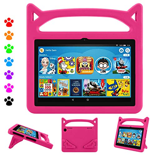 Fire HD 8 Tablet Case,Kindle Fire 8 Case for Kids,Dinines Shockproof Handle Stand Kids Case for Amazon Kindle Fire HD 8 & Fire HD 8 Plus (8″ Display) 10th Generation 2020,Pink
