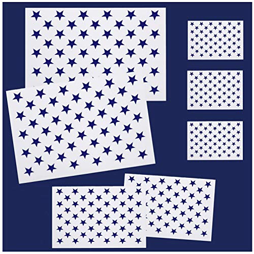 Whaline 7 Pieces American Flag 50 Stars Stencil Template for Painting on Wood, Fabric, Paper, Airbrush, Walls Art, 2 Large, 2 Medium and 3 Small for Flag Day, Independence Day