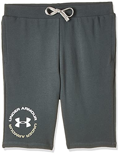 Under Armour Rival Terry Shorts, Pitch Gray//White, Youth Small