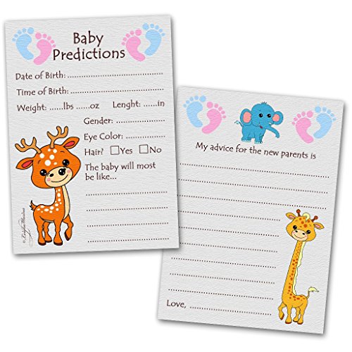 Leigha Marina Baby Shower Predictions Guessing Game and Advice Notes for New Parents – Unisex – 40 Cards