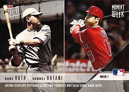 2018 Topps Now Moment of the Week #MOW-1 Babe Ruth and Shohei Ohtani Baseball Card