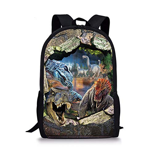 Dellukee Large Cool School Bag Dinosaur Cute Kids Durable Personalized Backpack Bookbags