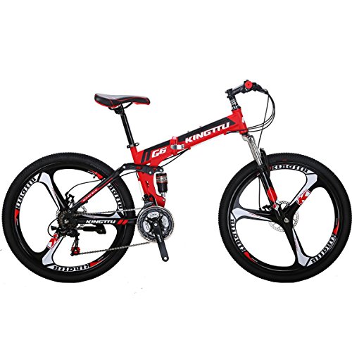 EUROBIKE Adult Folding Bikes G6 21 Speed Mountain Bike 26 inch Bike 3-Spoke Wheels Bike Dual Disc Brake Bicycle
