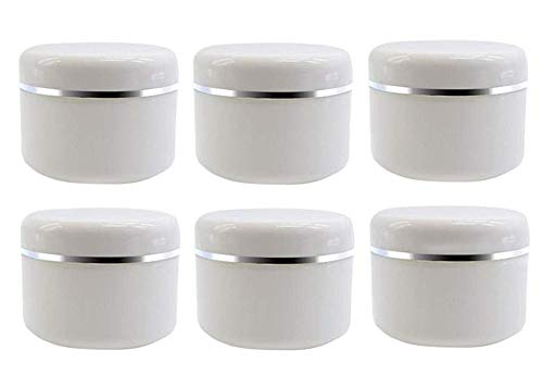 6PCS White Plastic Jar with Dome Lid 8 Oz (250g) Portable Refillable Cosmetic Makeup Face Cream Lotion Jar Lip Balm Lotion Storage Container Bottle Pot Case