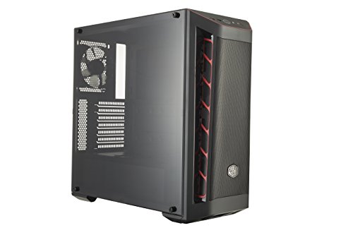 Cooler Master MasterBox MB511 ATX Mid-Tower with Front Mesh Ventilation, Front Side Red Accent Mesh Intake & Transparent Acrylic Side Panel , Black