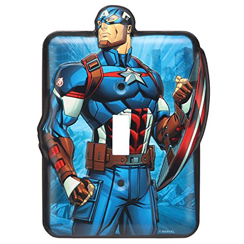 Open Road Brands Marvel Captain America Embossed Metal Light Switch Plate – Captain America Switch Plate Decoration for Bedroom or Man Cave
