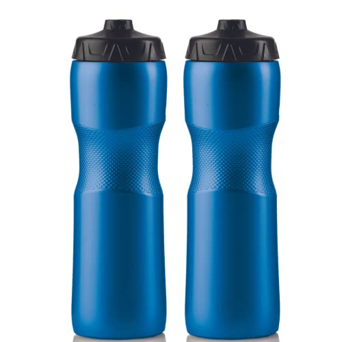 50 Strong Brand 2-Pack Sports Water Bottle | 28 oz. Squirt Bottle with One-Way Valve | Made in USA | BPA-Free Reusable Bike Water Bottles | Top Rack Dishwasher Safe | Great for Men & Women