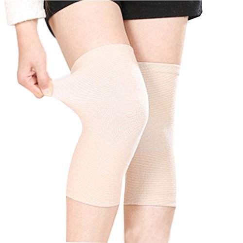 JUMISEE (One Pair) Bamboo Fabric Knee Sleeves for Knee Support, Circulation Improvement & Pain Relief,Sport Compression for Running, Pain Management, Arthritis Pain Women & Men (Complexion, Large)