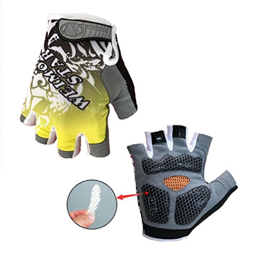 JPOJPO Cycling Gloves for Men Women 3D Gel Pad Bike Glove (Yellow L)