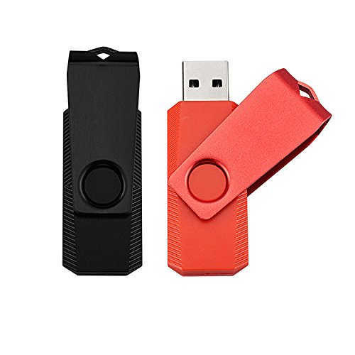VICFUN 2PCS 32GB USB Flash Drive USB 2.0 2 X 32GB Flash Drives-Red/Black