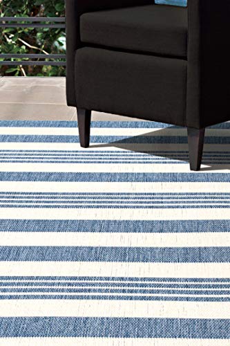 nuLOOM Robin Multi Stripe Indoor/Outdoor Area Rug, 5′ 3″ x 7′ 6″, Blue | The Storepaperoomates Retail Market - Fast Affordable Shopping