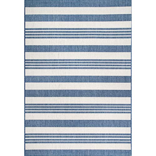 nuLOOM Robin Multi Stripe Indoor/Outdoor Area Rug, 5′ 3″ x 7′ 6″, Blue | The Storepaperoomates Retail Market - Fast Affordable Shopping
