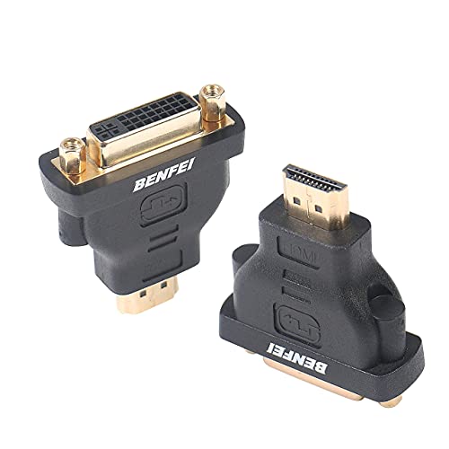 BENFEI HDMI to DVI Adapter, HDMI to DVI-D DVI Bidirectional Converter Male to Female with Gold-Plated Cord 2 Pack
