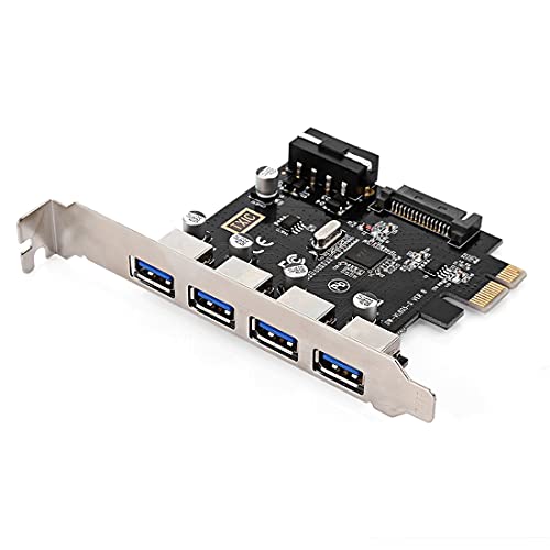 Chenyang Long Profile 4 Ports PCI-E to USB 3.0 HUB PCI Express Expansion Card Adapter 5Gbps for Motherboard