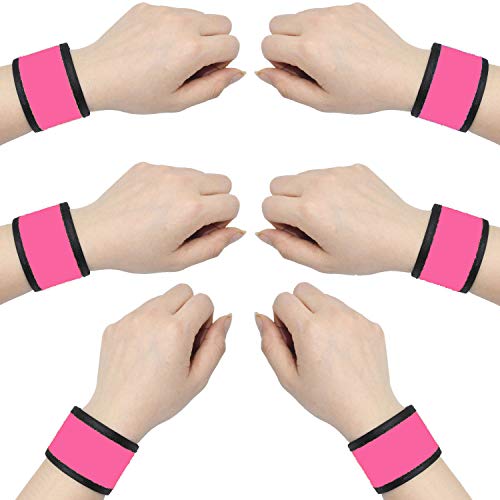AMNQUERXUS LED Glow Slap Bracelet, Light Up Wristband 6-Pack High Visibility Safety Band for Cycling Walking Running Concert Camping Outdoor Sports-Fits Women, Men & Kids (Pink)