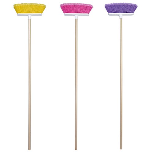The Original Soft Sweep Magnetic Action Broom Assorted Colors with Natural Finish Wood Handles (1 Broom)