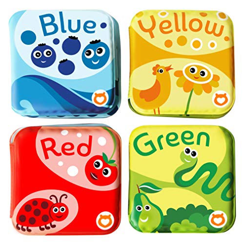 BabyBibi Floating Baby Bath Books for Baby. Kids Learning Bath Toys. Waterproof Bathtime Toys for Toddlers. Kids Educational Infant Bath Toys. (Set of 4: Color Recognition Bath Books)