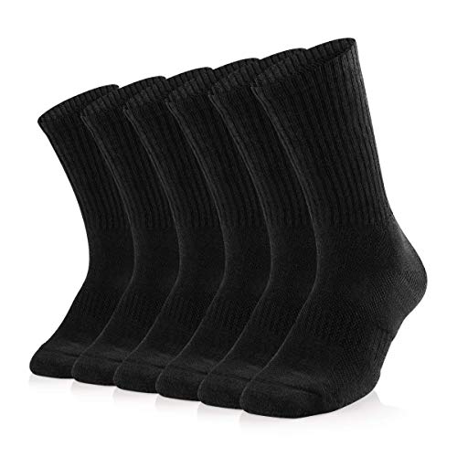 SOX TOWN Men’s Moisture Wicking Breathable Performance Combed Cotton Cushion Crew Socks(Black M)