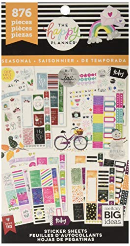 me & my BIG ideas Sticker Value Pack – The Happy Planner Scrapbooking Supplies – All in A Season Theme – Multi-Color & Gold Foil – Great for Projects & Albums – 30 Sheets, 876 Stickers Total