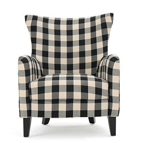 Christopher Knight Home Arador Fabric Club Chair, Black / White Plaid 30D x 30.25W x 36.25H in