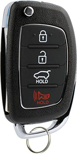 KeylessOption Keyless Entry Car Remote Uncut Flip Ignition Key Fob Alarm for Hyundai Santa Fe TQ8-RKE-3F04
