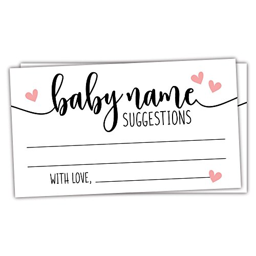 50 Sweet Heart Baby Name Suggestion Cards for Baby Shower