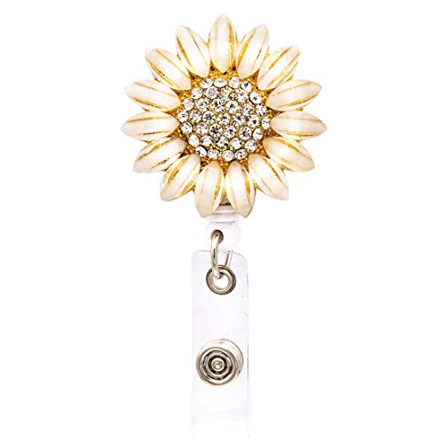 Ascrafter Luxury Flower Retractable Name Card Badge Holder with Alligator Clip, ID Badge Reel Clip On Card Holders