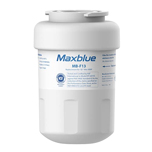 Maxblue MWF Refrigerator Water Filter, Replacement for GE® Smart Water MWF, MWFINT, MWFP, MWFA, GWF, HDX FMG-1, GSE25GSHECSS, WFC1201, RWF1060, 197D6321P006, Kenmore 9991, r-9991, 1 Filter