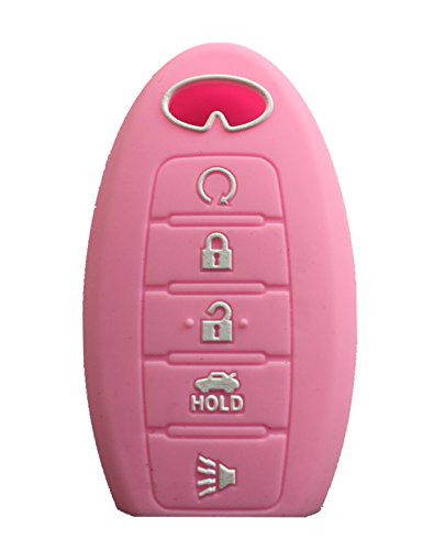 Rpkey Silicone Keyless Entry Remote Control Key Fob Cover Case protector Replacement Fit For Infiniti g35 qx56 fx35 q50 g37 m35 qx60 i35 qx80 q60 qx30 for 5 buttons（Pink）S180144014