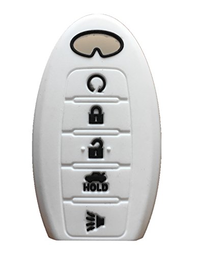 Rpkey Silicone Keyless Entry Remote Control Key Fob Cover Case protector Replacement Fit For Infiniti g35 qx56 fx35 q50 g37 m35 qx60 i35 qx80 q60 qx30 for 5 buttons（white）S180144014