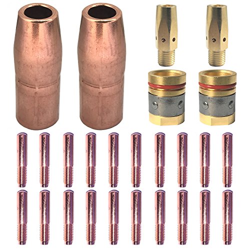 Mig Welding Gun Accessory .035″Kit for Miller Millermatic M-25,M-40 and Hobart H MIG Gun:20pcs Welding Contact Tips 000-068 0.035″+2pcs gas nozzles 200-258 1/2″+2pcs gas diffusers 169-728