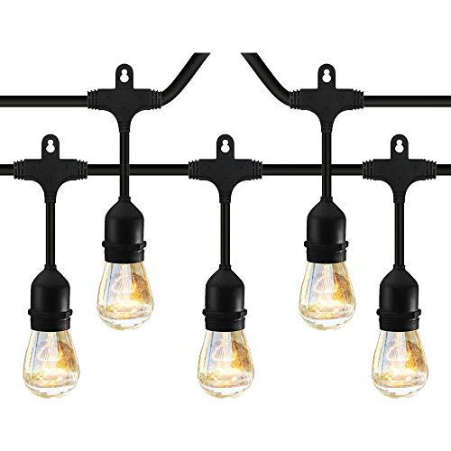 Classyke 2-Pack 48ft Indoor Outdoor String Lights for Patio Garden Yard Deck Cafe Dimmable Weatherproof Commercial Grade [UL Listed] – Incandescent (48FT 2 Pack)
