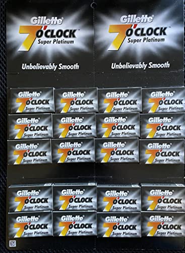 100 7 O’clock Super Platinum Double Edge Safety Razor Blades (20×5) – AKA 7’Oclock Black – Premium Blades on Display Card