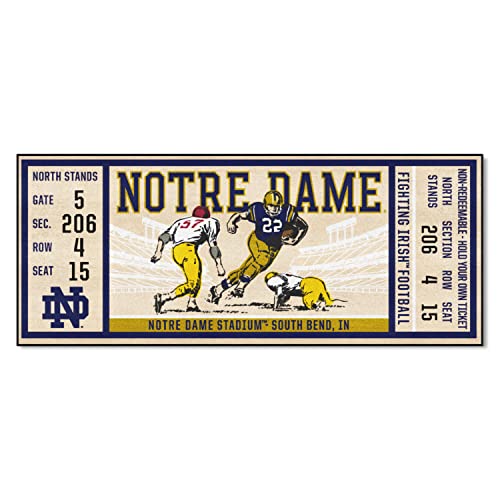 FANMATS 23145 Notre Dame Fighting Irish Ticket Design Runner Rug – 30in. x 72in. | Sports Fan Area Rug, Home Decor Rug and Tailgating Mat
