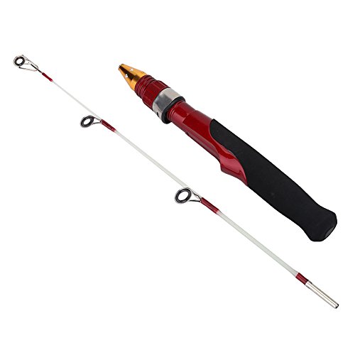 Ice Fishing Rod, 50cm Lightweight Mini 2 Sections Winter Ice Solid Fishing Shrimp Rod Pole