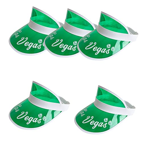 Yuanhe Las Vegas Dealer Visors – 5PCS Green Costume Hat,Casino Style Dealer Visor, One Size Fits Most,Expandable Headband