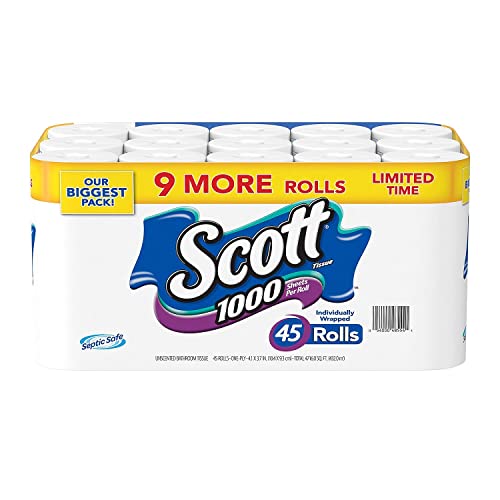Scott 1000 Limited Edition Bath Tissue (1,000 Sheets, 45 Rolls), 45 Count (Pack of 1)